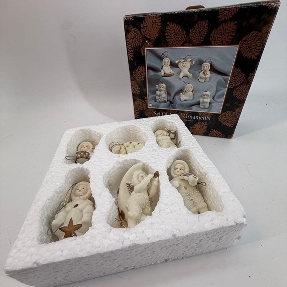 Unbranded Angel Ornament Set Unisex‎ OS White Gold Snow Dusted Parka 6pc